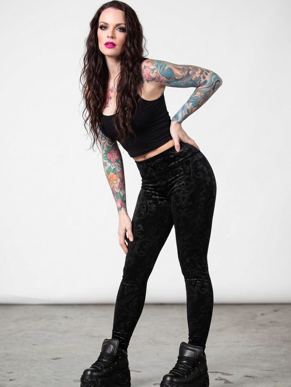 Killstar To Ashes Velvet Burnout Leggings Black Gothic Damask Velour Pants NWT